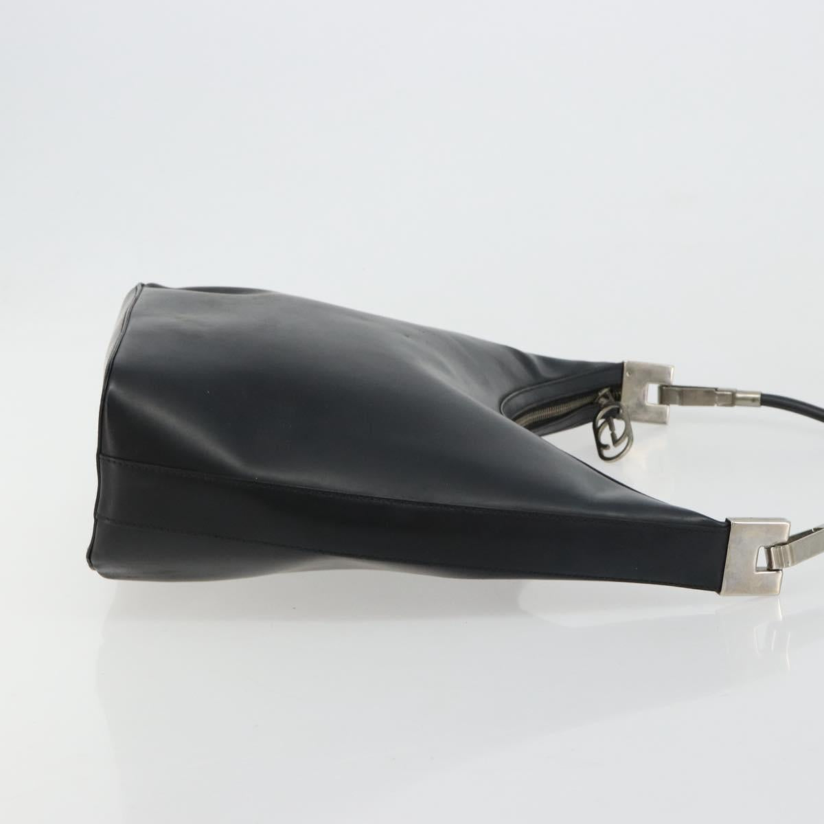 GUCCI Shoulder Bag Leather Black Silver 0013814 Auth bs35336