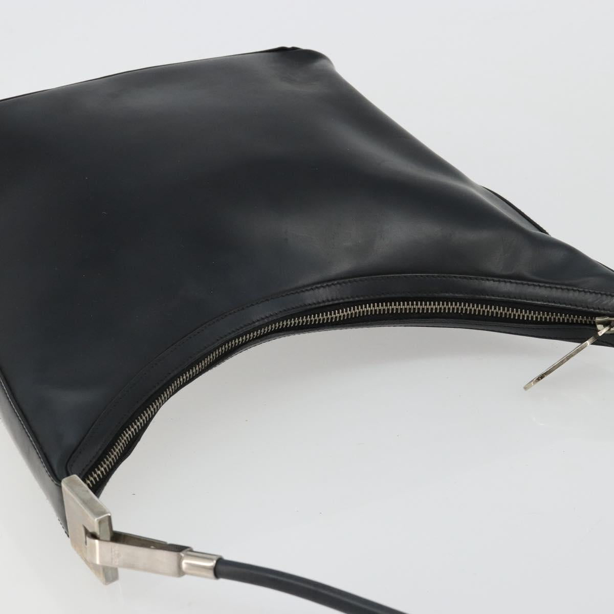 GUCCI Shoulder Bag Leather Black Silver 0013814 Auth bs35336