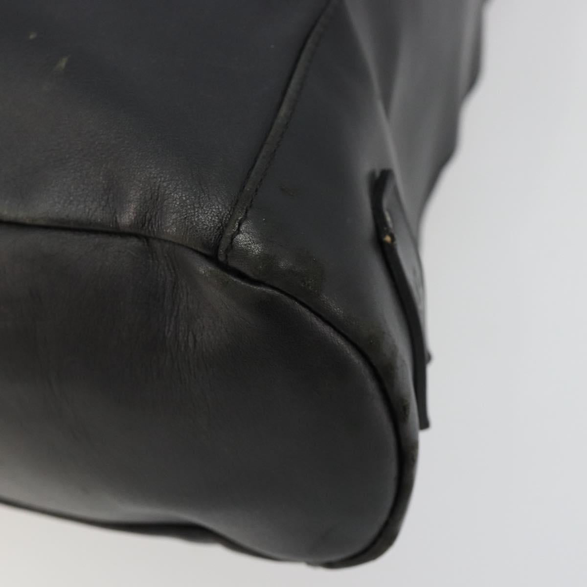 GUCCI Shoulder Bag Leather Black Silver 90647 Auth bs35337