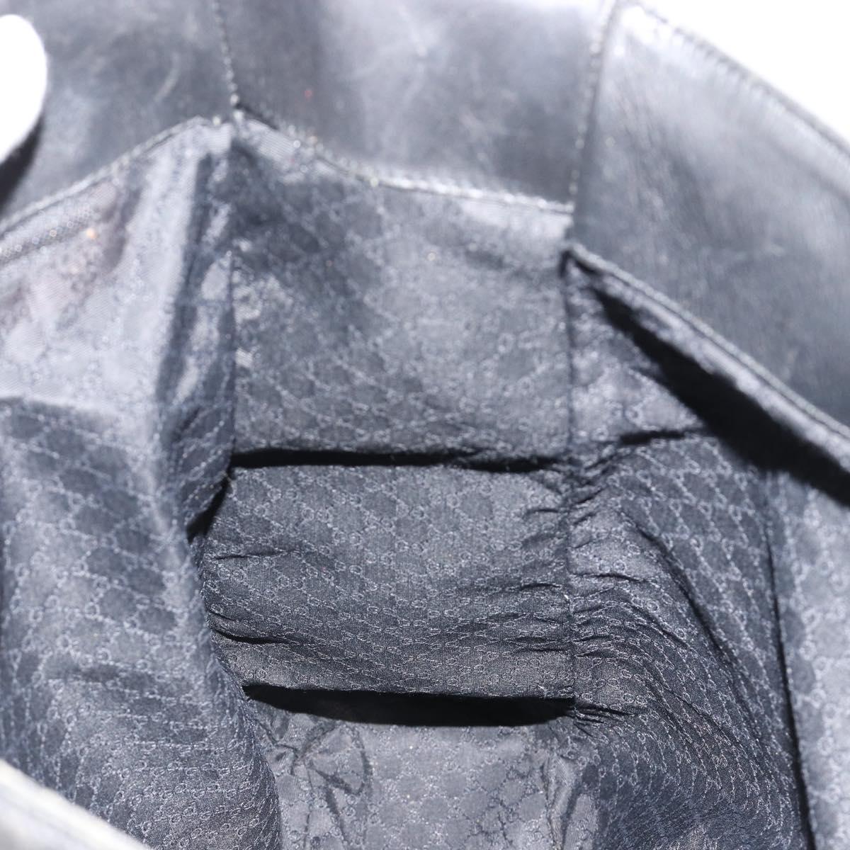 GUCCI Shoulder Bag Leather Black Silver 90647 Auth bs35337