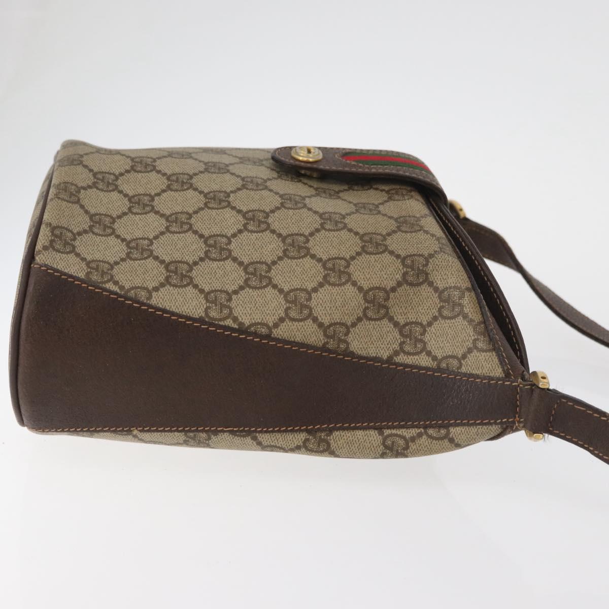 GUCCI GG Supreme Web Sherry Line Bag PVC Beige Gold 40 02 081 Auth bs35338