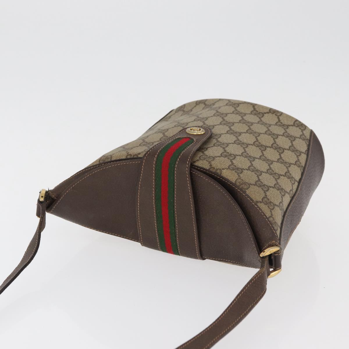 GUCCI GG Supreme Web Sherry Line Bag PVC Beige Gold 40 02 081 Auth bs35338