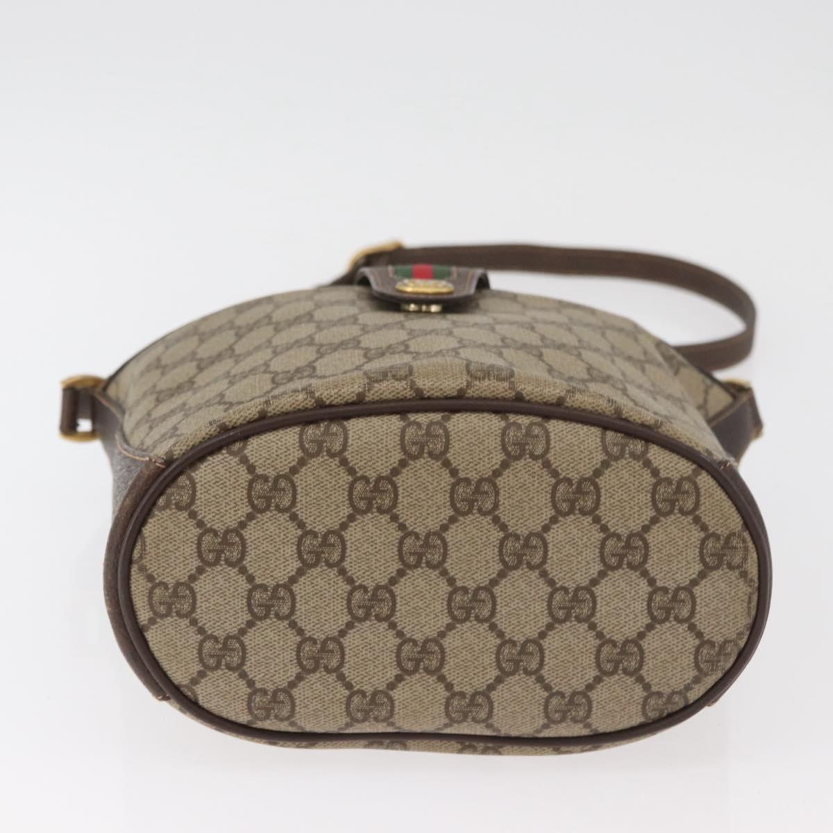 GUCCI GG Supreme Web Sherry Line Bag PVC Beige Gold 40 02 081 Auth bs35338