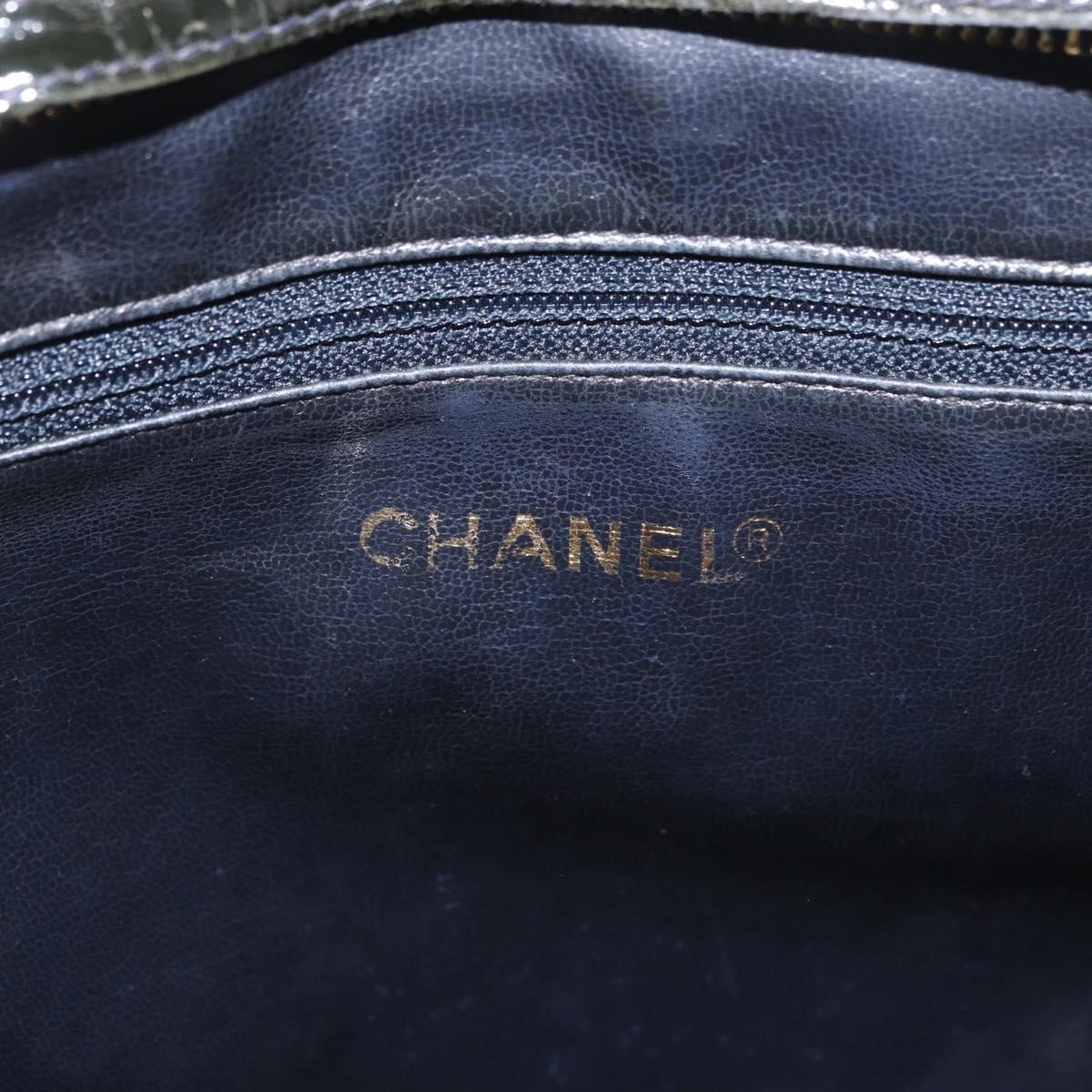 CHANEL Chain Shoulder Bag Patent Leather Black Gold CC Auth bs35342