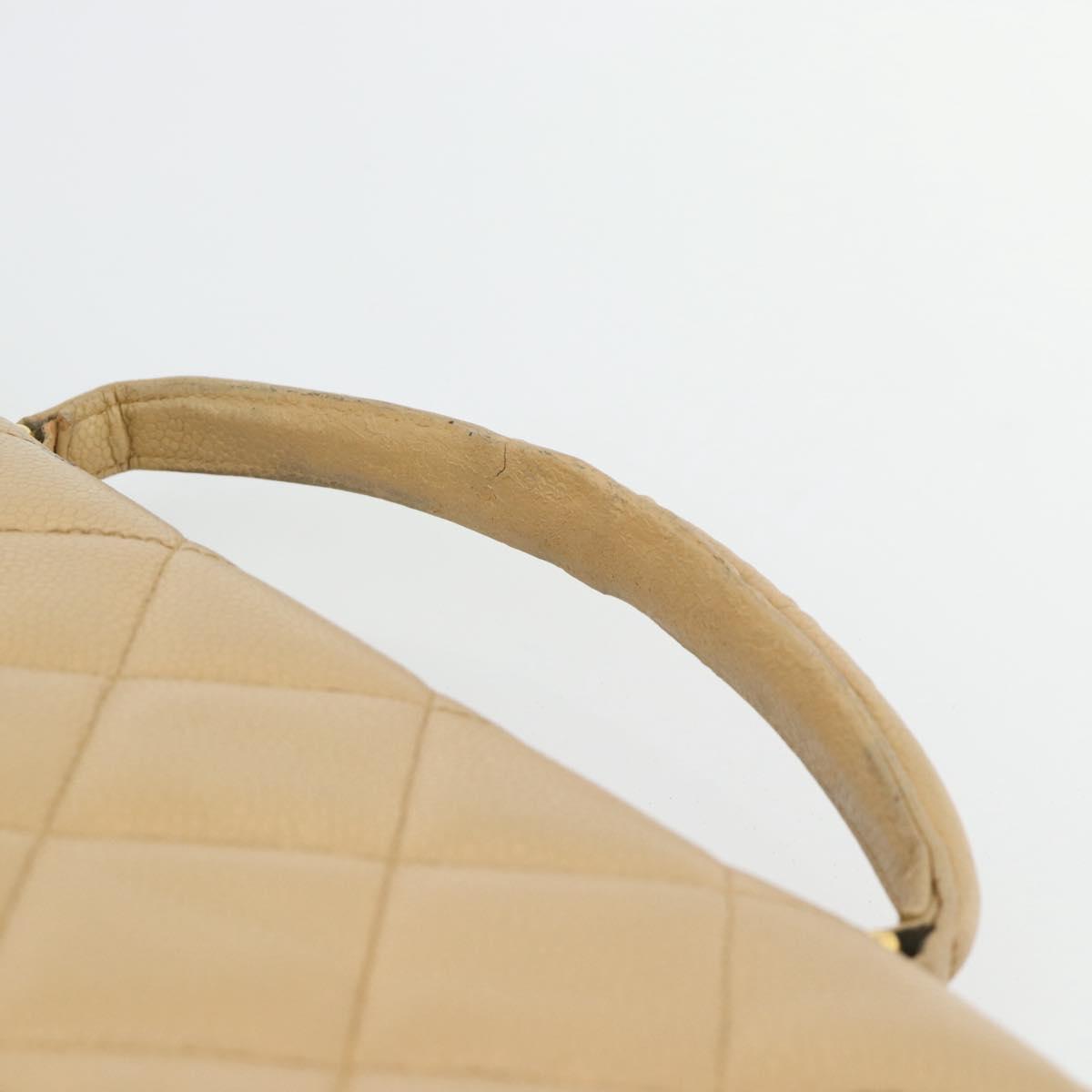 CHANEL Matelasse Business Bag Caviar Skin Beige Gold CC Auth bs35346