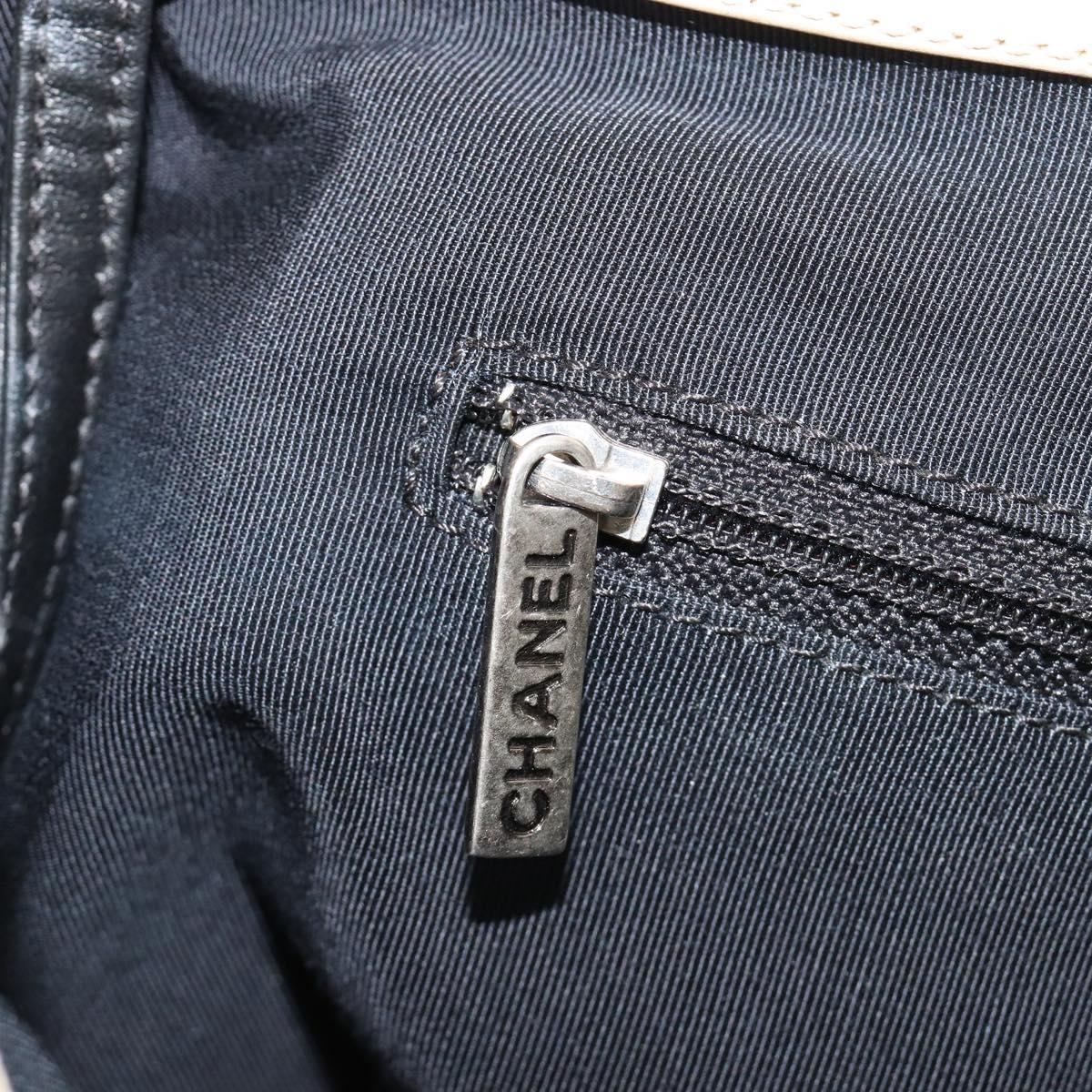 CHANEL Boy Chanel Chain Tote Bag Calf Skin Black Silver CC Auth bs35348