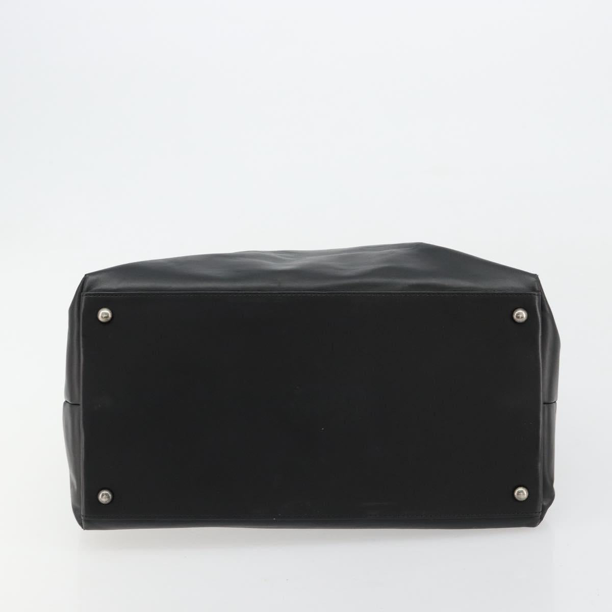 CHANEL Boy Chanel Chain Tote Bag Calf Skin Black Silver CC Auth bs35348