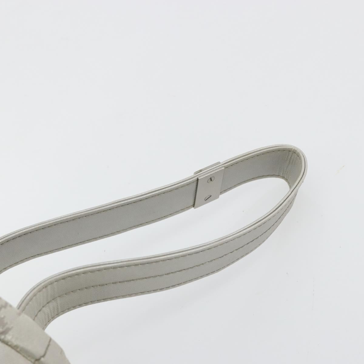 CHANEL Choco Bar Hand Pouch Nylon Silver CC Auth bs35353