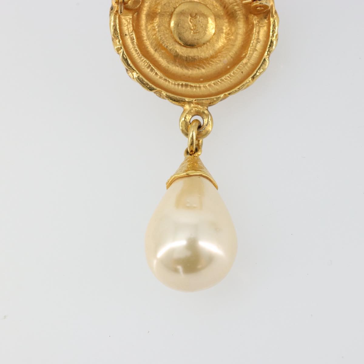 SAINT LAURENT Brooch metal Gold Auth bs35355A