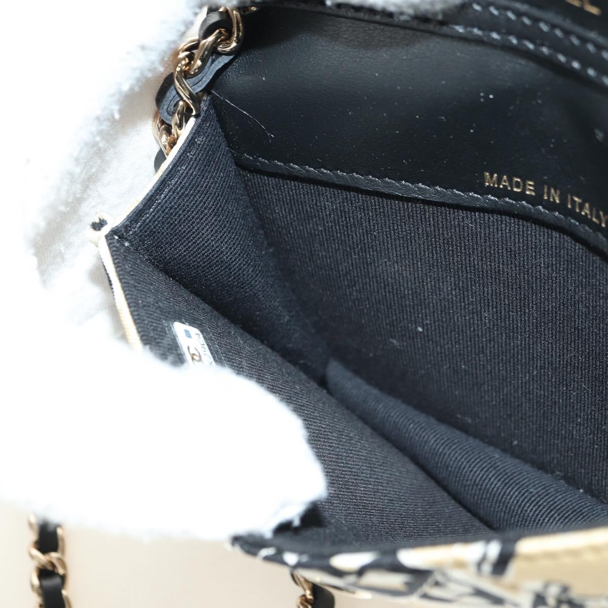 CHANEL Matelasse Chain Shoulder Pouch Nylon Beige Gold CC Auth bs35360SAM
