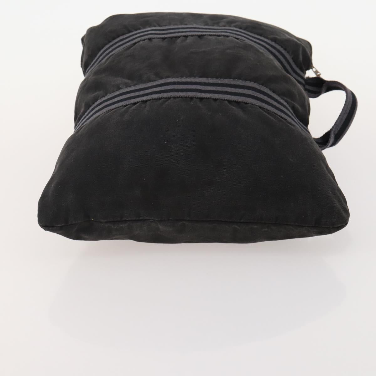 HERMES Hand Bag Canvas 3 Set Gray Black Brown Auth bs35362