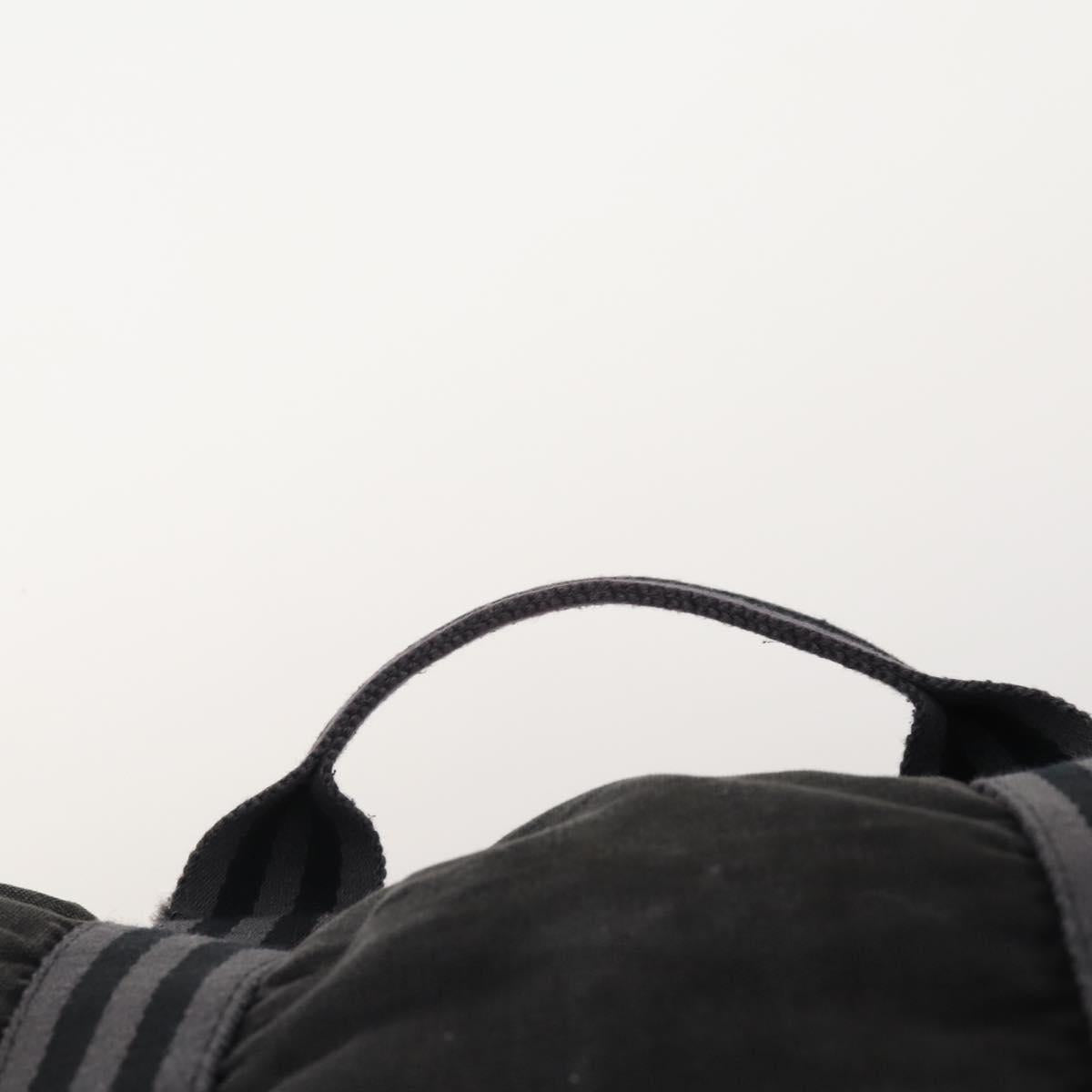 HERMES Hand Bag Canvas 3 Set Gray Black Brown Auth bs35362