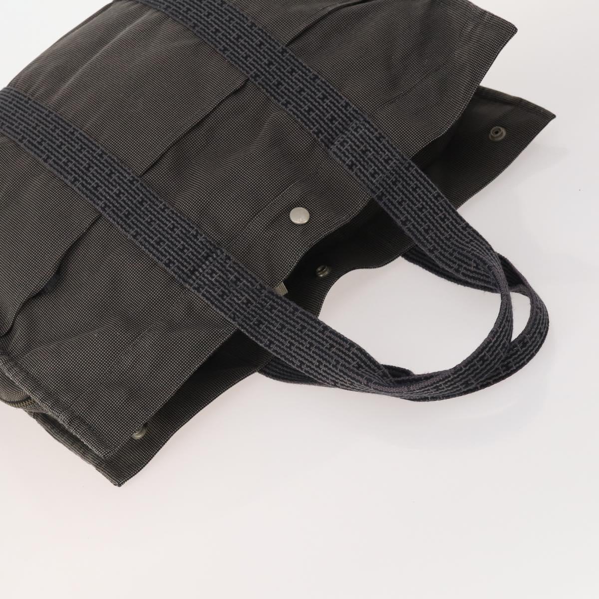 HERMES Hand Bag Canvas 3 Set Gray Black Brown Auth bs35362