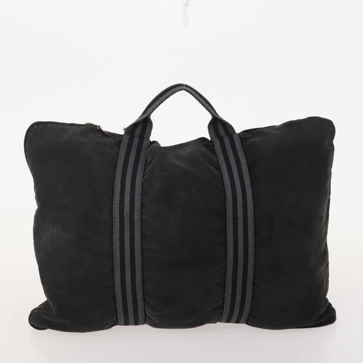 HERMES Hand Bag Canvas 3 Set Gray Black Brown Auth bs35362
