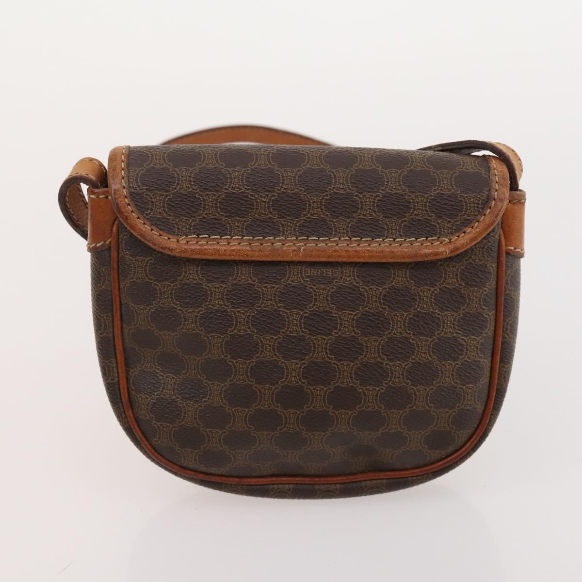 CELINE Macadam Canvas Shoulder Bag PVC Leather 2 Set Brown Auth bs35363