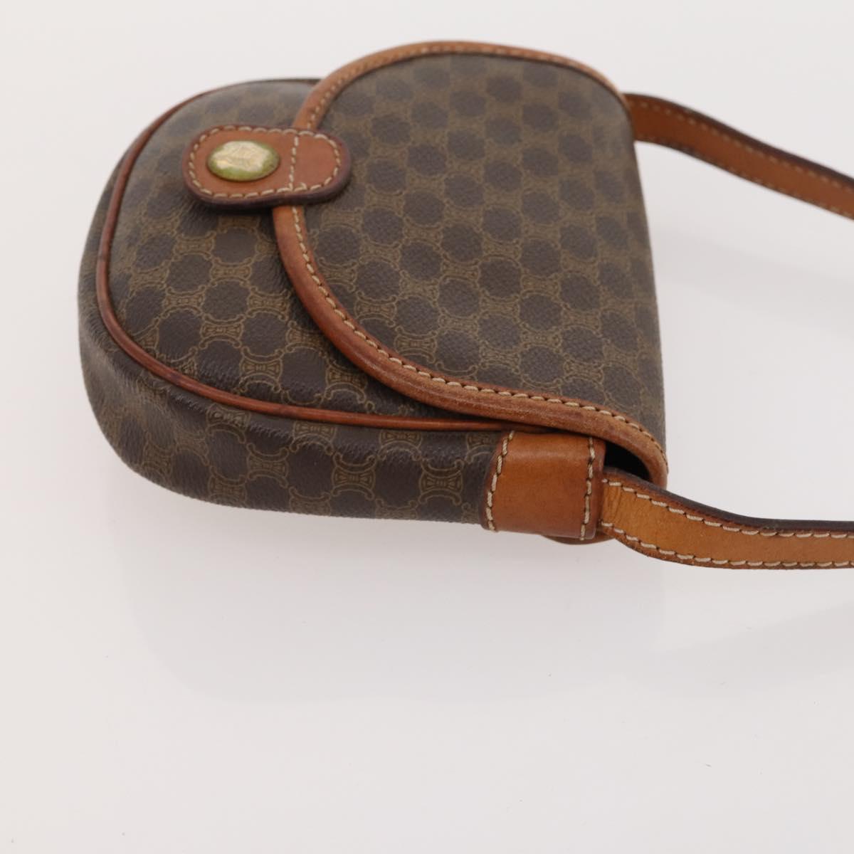 CELINE Macadam Canvas Shoulder Bag PVC Leather 2 Set Brown Auth bs35363
