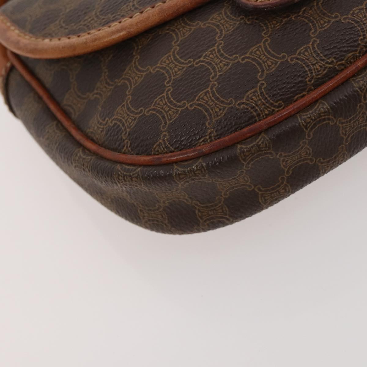 CELINE Macadam Canvas Shoulder Bag PVC Leather 2 Set Brown Auth bs35363