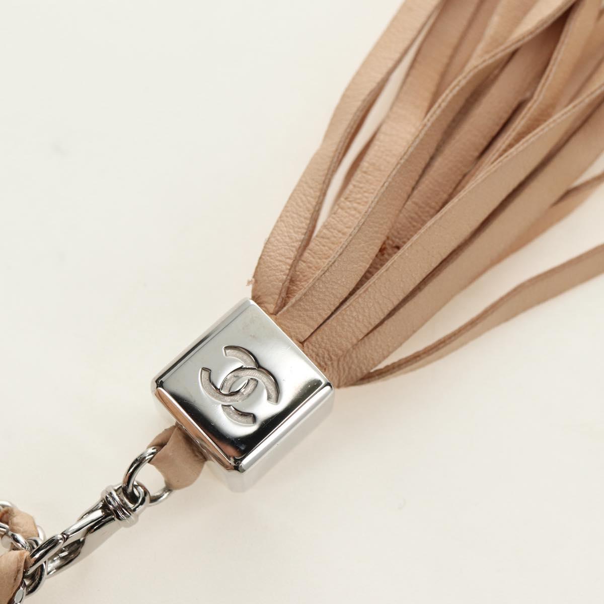 CHANEL Chain Purse Hand Bag Lamb Skin Beige Silver CC Auth bs35366V