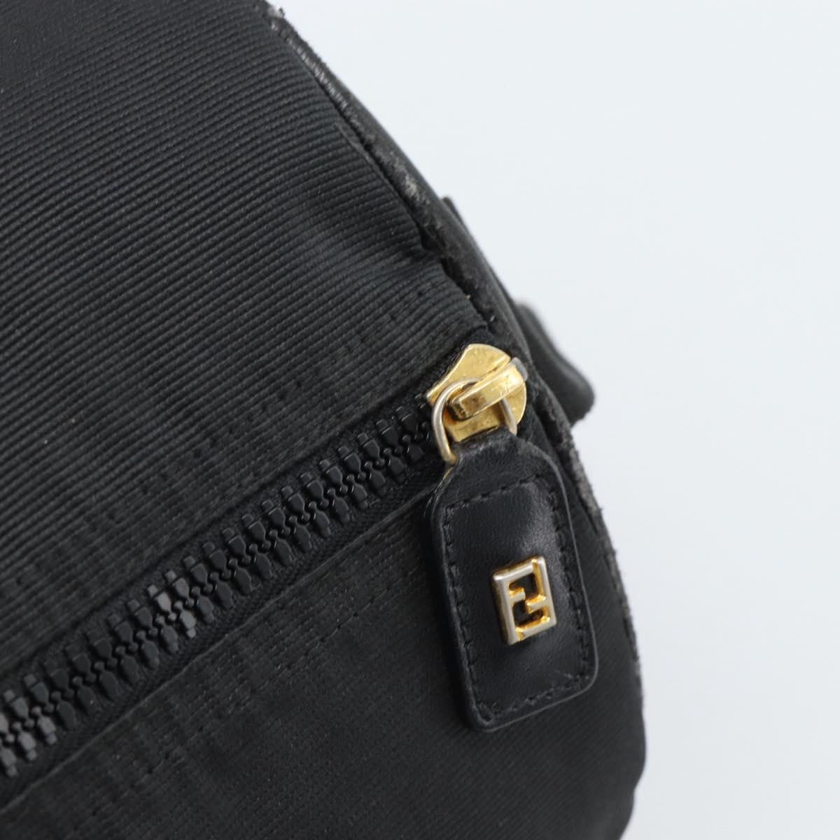 FENDI Hand Bag Canvas 2way Black Gold Auth bs35369