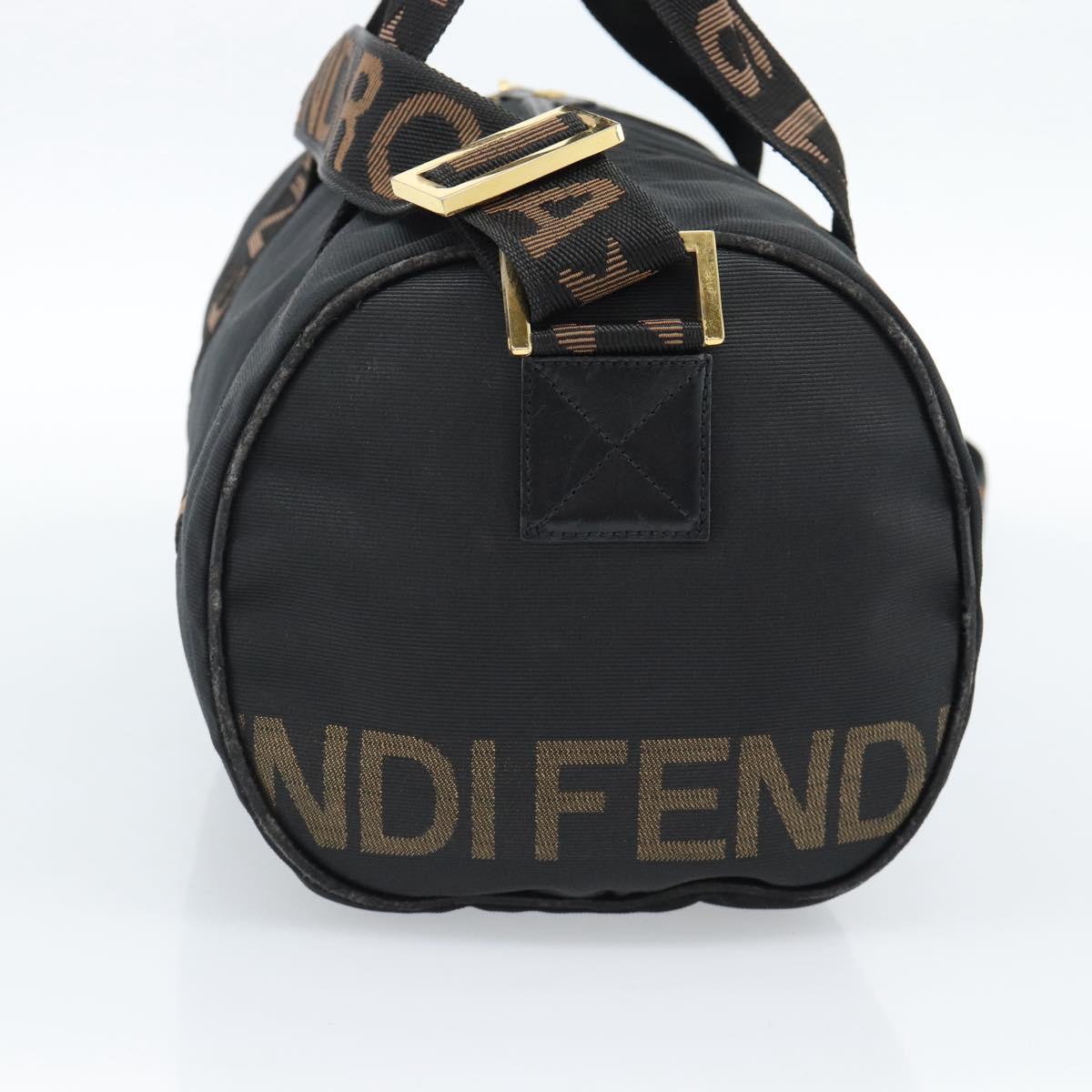 FENDI Hand Bag Canvas 2way Black Gold Auth bs35369