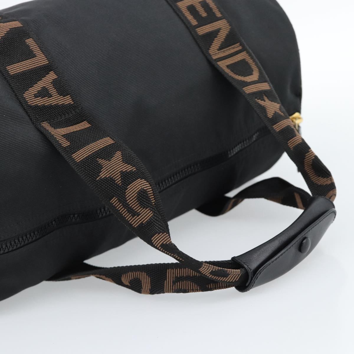 FENDI Hand Bag Canvas 2way Black Gold Auth bs35369