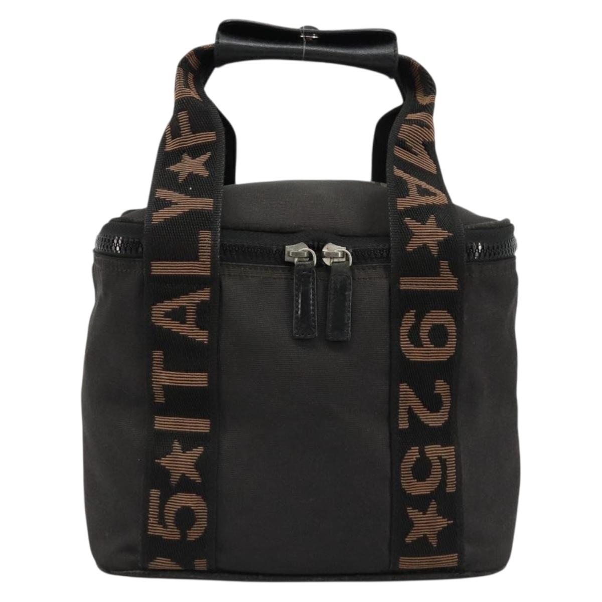FENDI Hand Bag Canvas Black Silver Auth bs35371