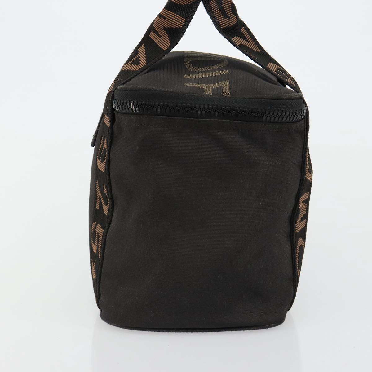 FENDI Hand Bag Canvas Black Silver Auth bs35371