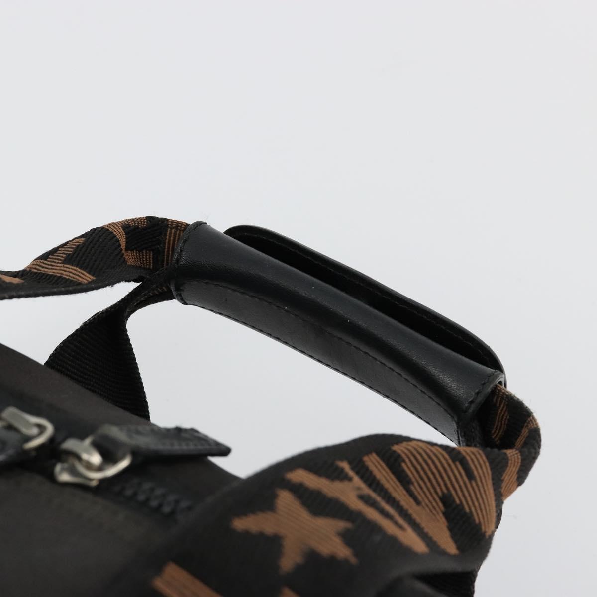 FENDI Hand Bag Canvas Black Silver Auth bs35371