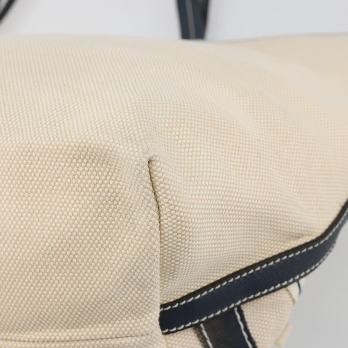 Salvatore Ferragamo Tote Bag Canvas White Silver Auth bs35372