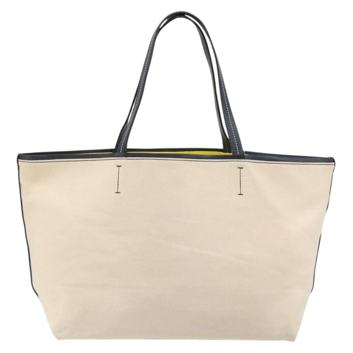 Salvatore Ferragamo Tote Bag Canvas White Silver Auth bs35372