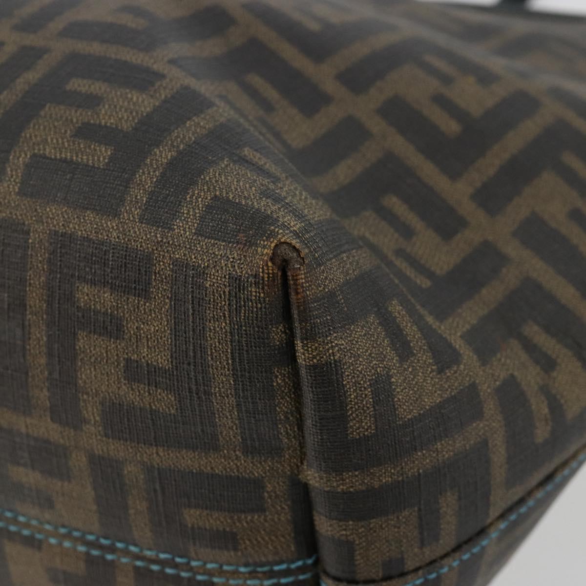 FENDI Zucca Canvas Tote Bag PVC Black Brown Auth bs35373