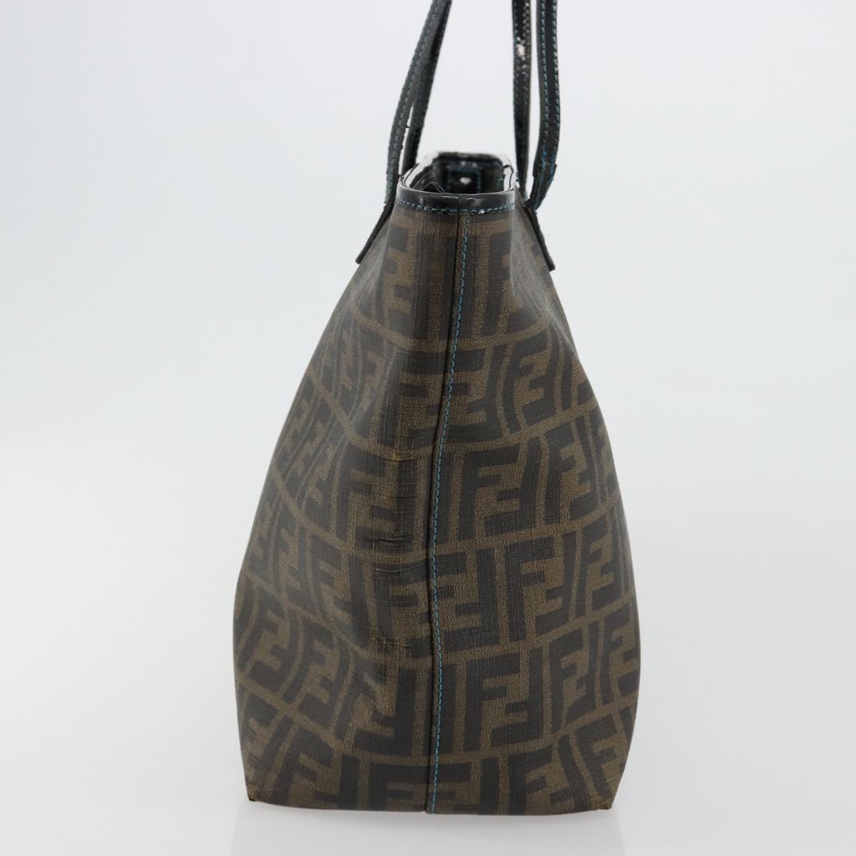 FENDI Zucca Canvas Tote Bag PVC Black Brown Auth bs35373