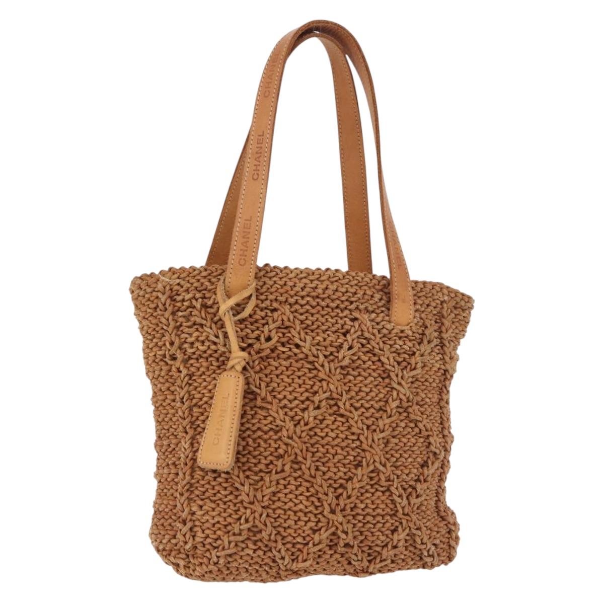 CHANEL Tote Bag Raffia Brown CC Auth bs35379A