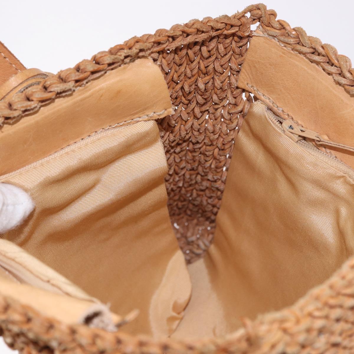 CHANEL Tote Bag Raffia Brown CC Auth bs35379A