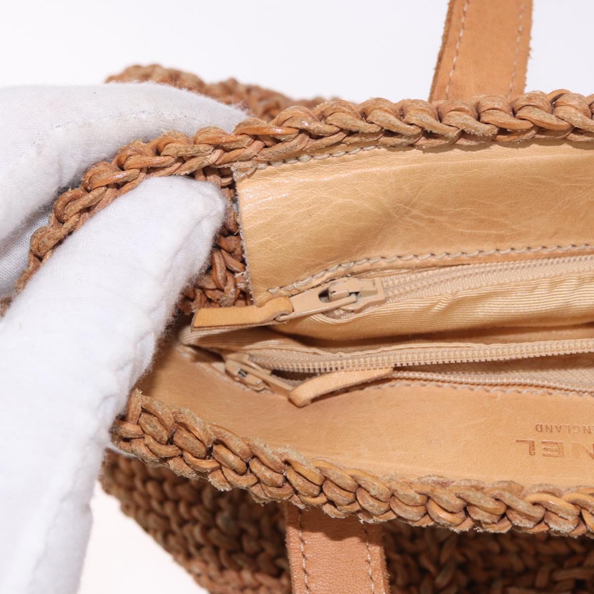 CHANEL Tote Bag Raffia Brown CC Auth bs35379A