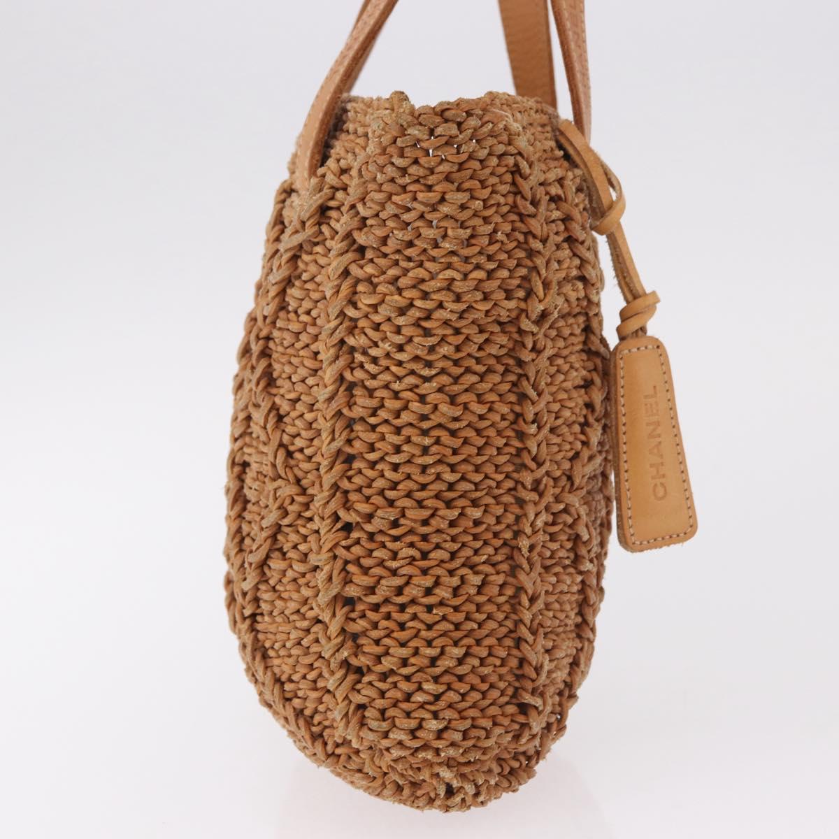 CHANEL Tote Bag Raffia Brown CC Auth bs35379A