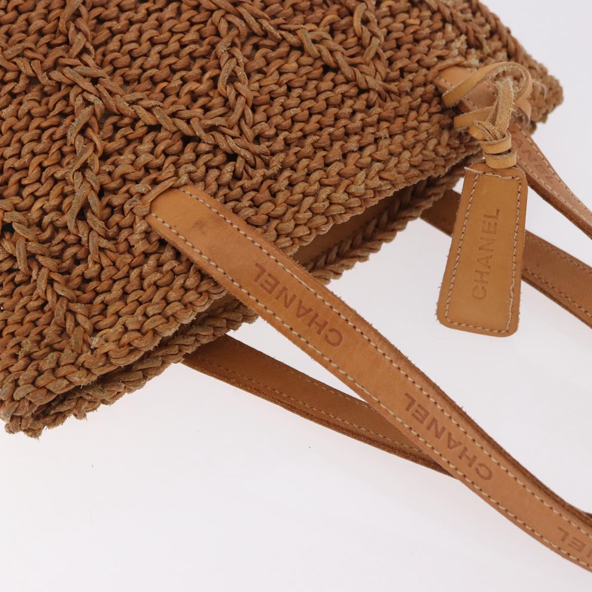 CHANEL Tote Bag Raffia Brown CC Auth bs35379A