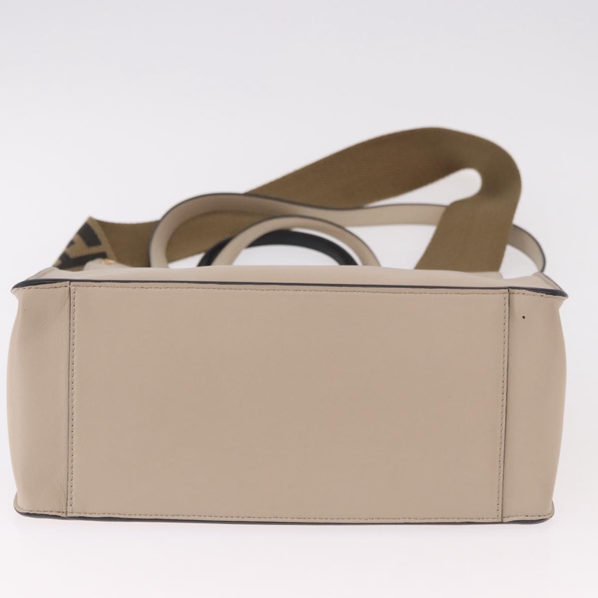 FENDI Flip Tote Bag Leather 3way Navy Gold Auth bs35380A