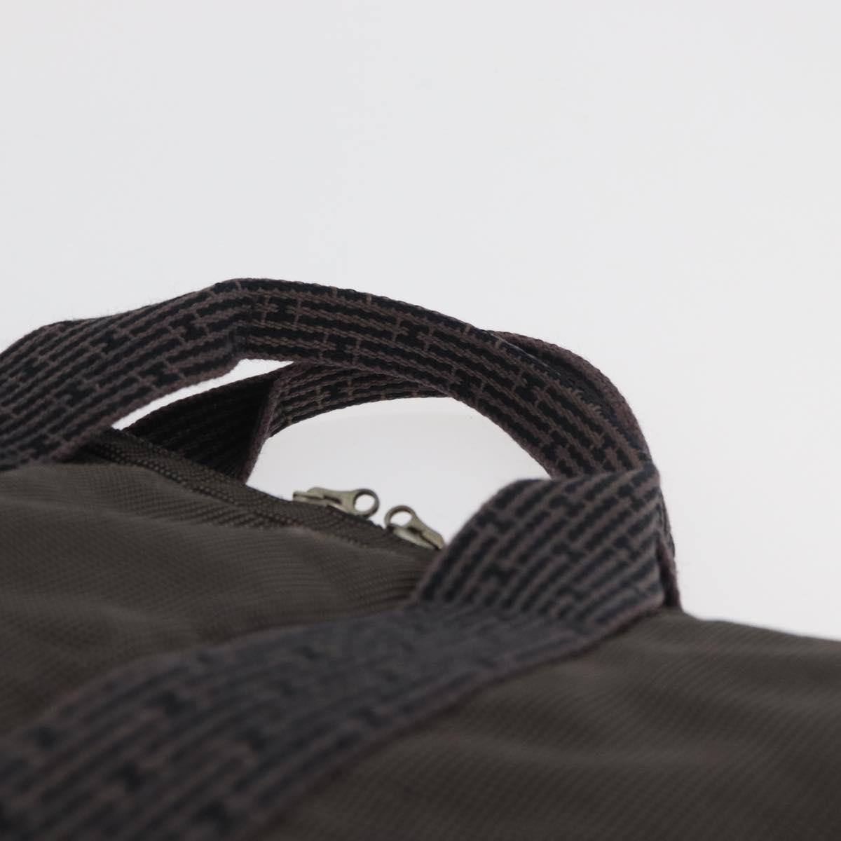 HERMES Her Line Hand Bag Canvas Black Silver Auth bs35384