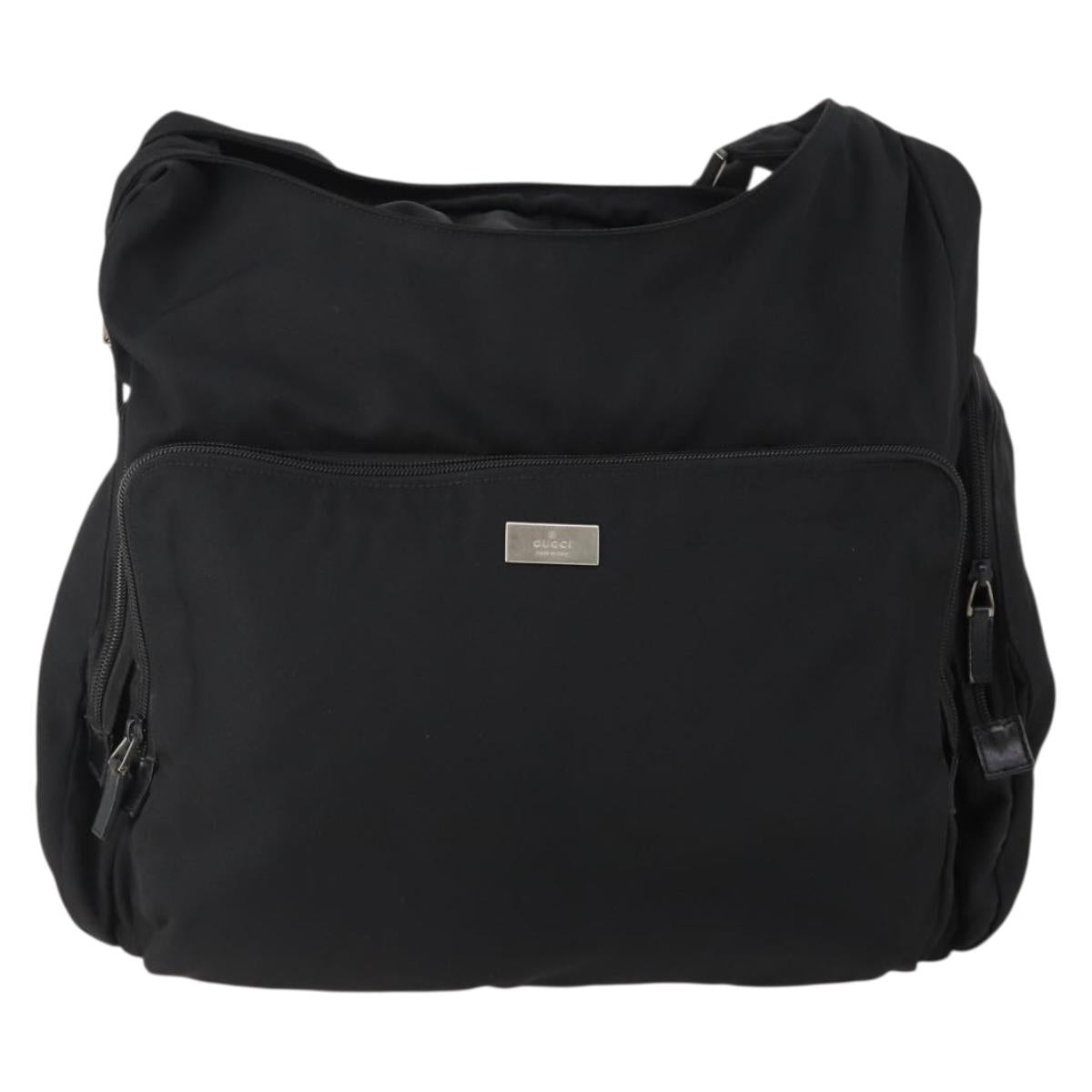 GUCCI Shoulder Bag Canvas Black Silver 019 0304 Auth bs35389