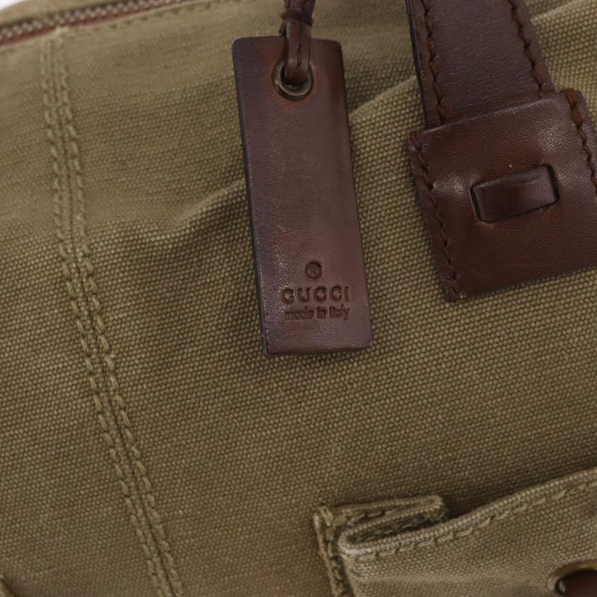 GUCCI Shoulder Bag Canvas Outlet Khaki Gold 109132 Auth bs35390