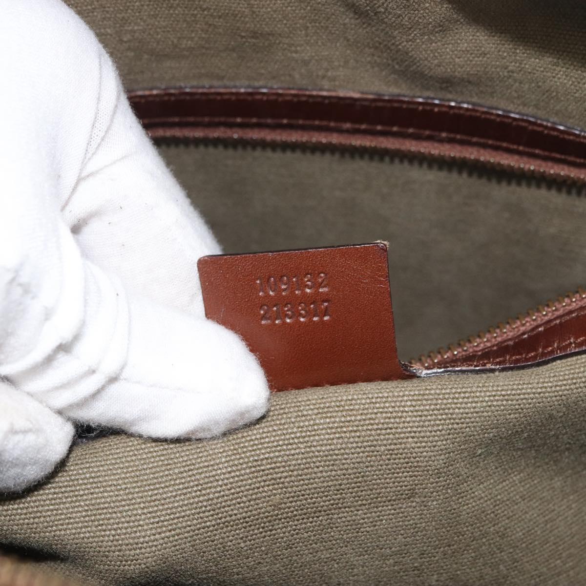 GUCCI Shoulder Bag Canvas Outlet Khaki Gold 109132 Auth bs35390