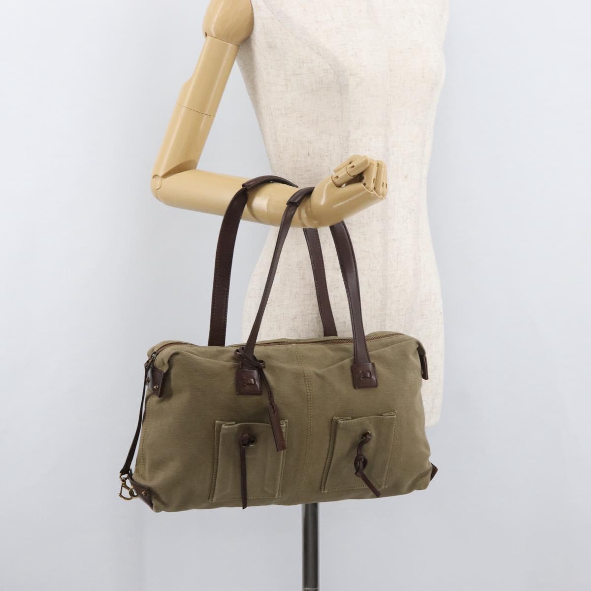 GUCCI Shoulder Bag Canvas Outlet Khaki Gold 109132 Auth bs35390