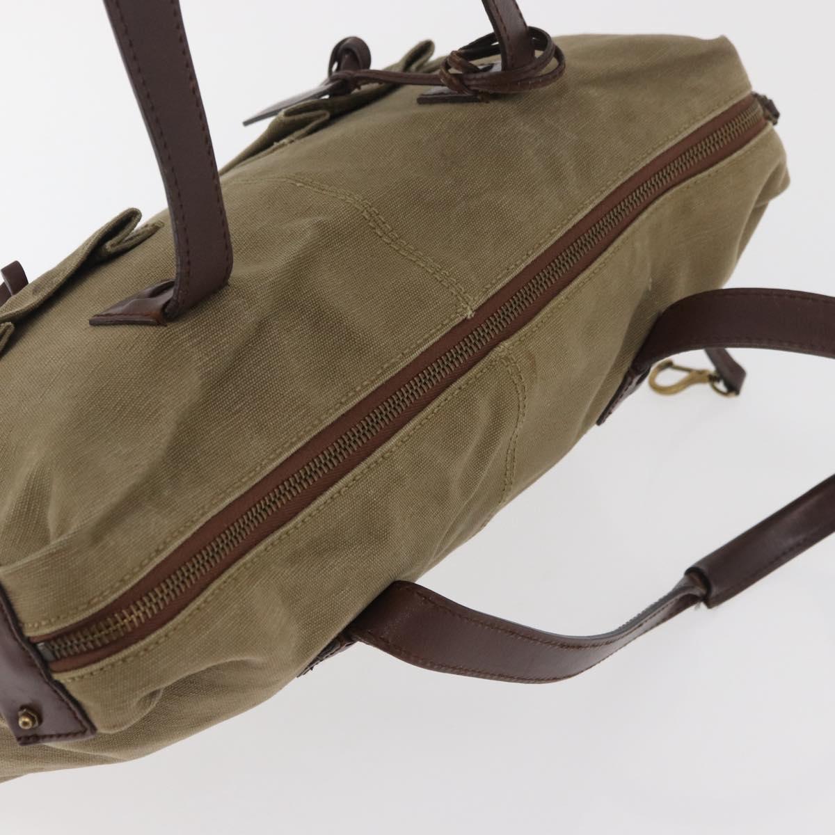 GUCCI Shoulder Bag Canvas Outlet Khaki Gold 109132 Auth bs35390