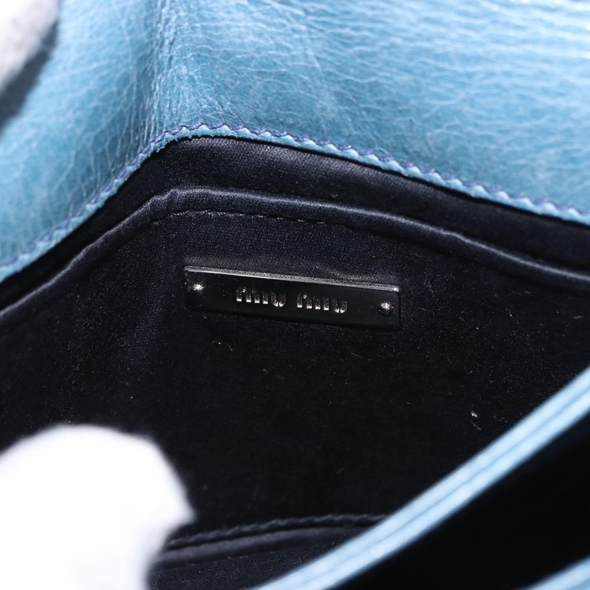 Miu Miu Chain Shoulder Bag Leather Blue Silver Auth bs35396A