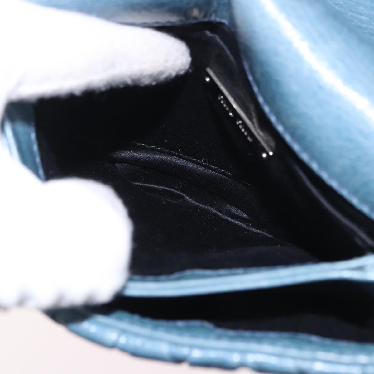 Miu Miu Chain Shoulder Bag Leather Blue Silver Auth bs35396A