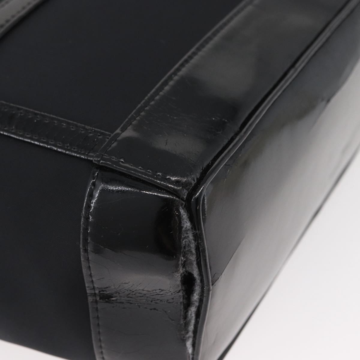 SAINT LAURENT Tote Bag Patent leather Black Silver Auth bs35398