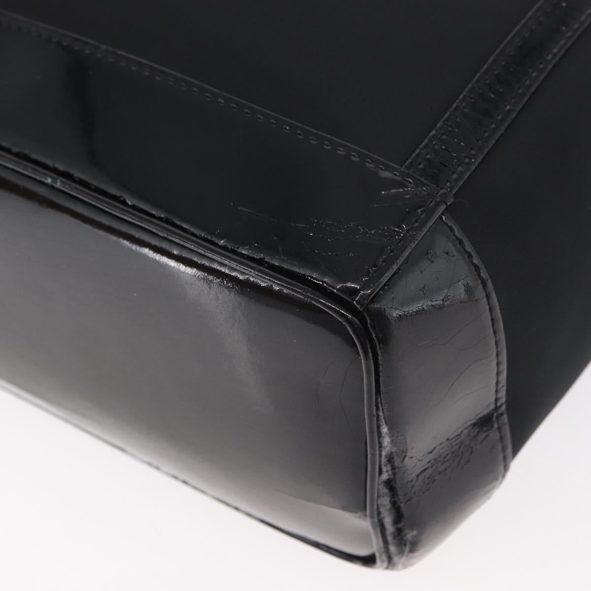 SAINT LAURENT Tote Bag Patent leather Black Silver Auth bs35398