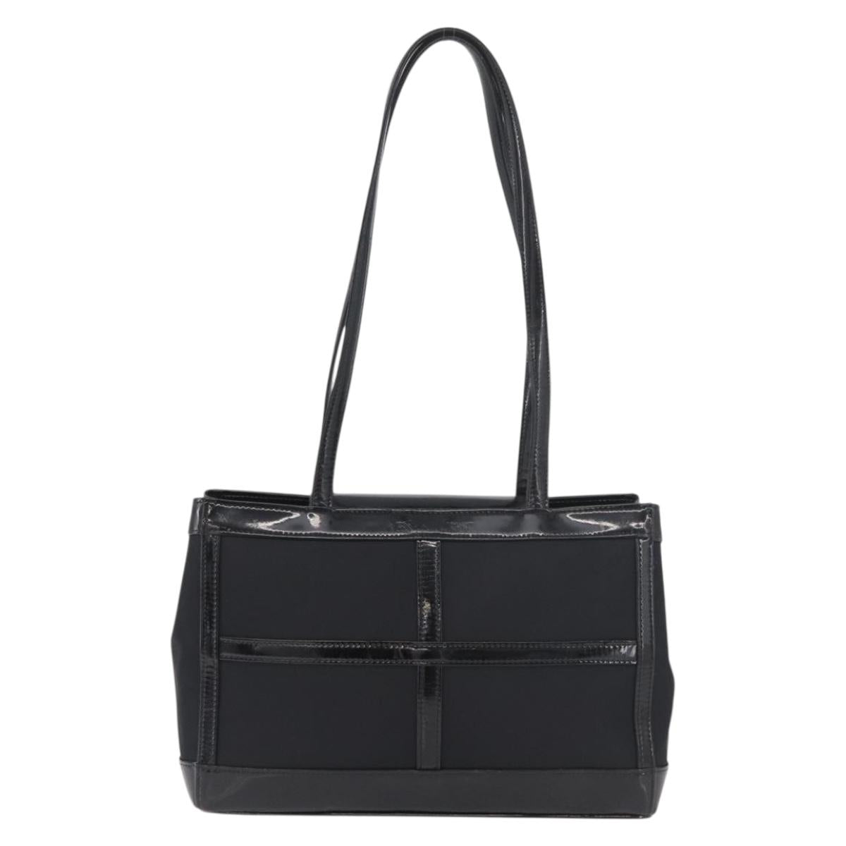 SAINT LAURENT Tote Bag Patent leather Black Silver Auth bs35398