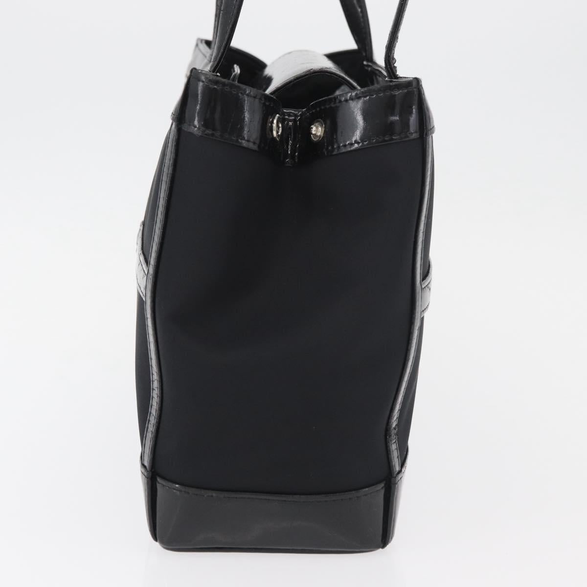 SAINT LAURENT Tote Bag Patent leather Black Silver Auth bs35398